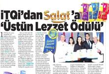 İTQİ'dan Salata Üstün Lezzet Ödülü