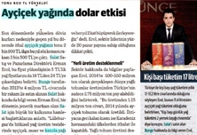 Ayçiçek Yağında Dolar Etkisi