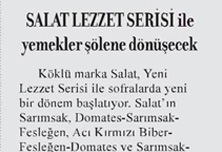 Salat Lezzet Serisi ile Yemekler Şölene Dönüşecek